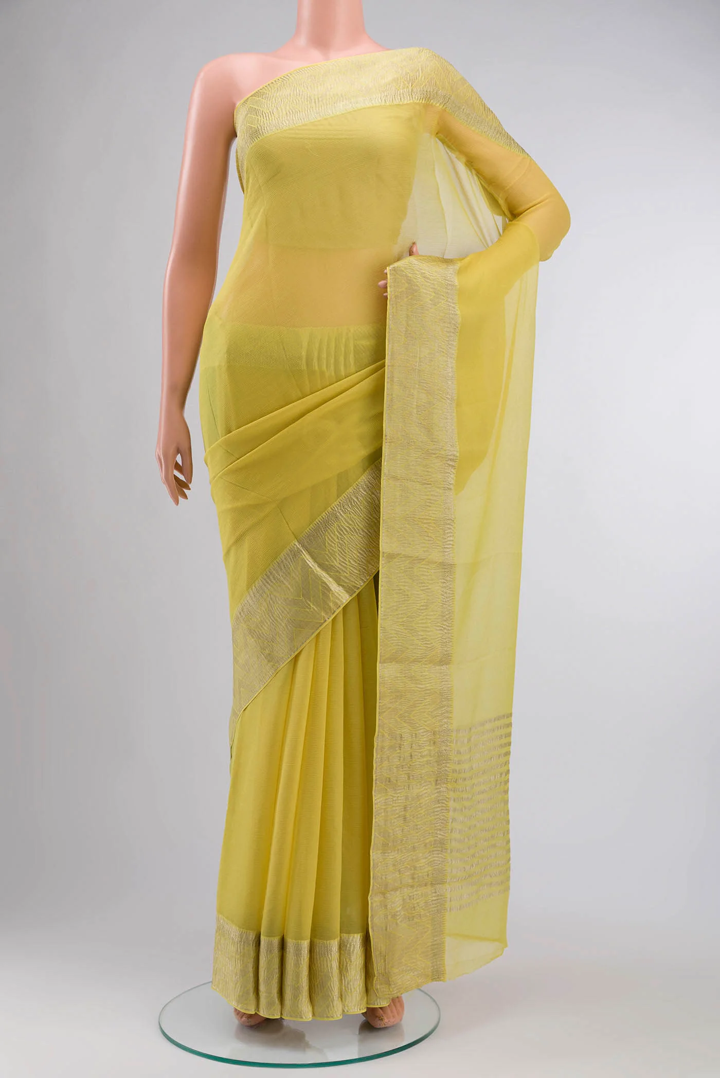 Yellow Mysore Chiffon Saree