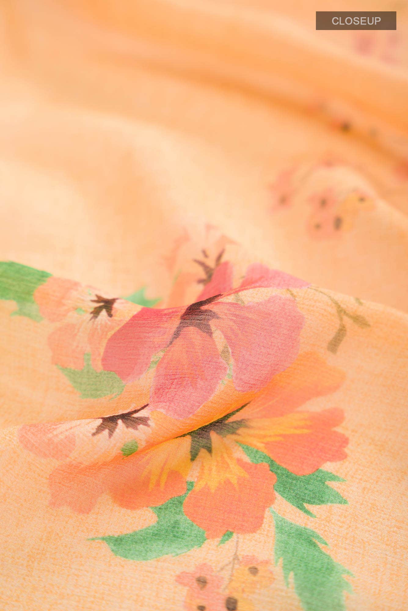 Yellow Mysore Chiffon Saree - Image 2