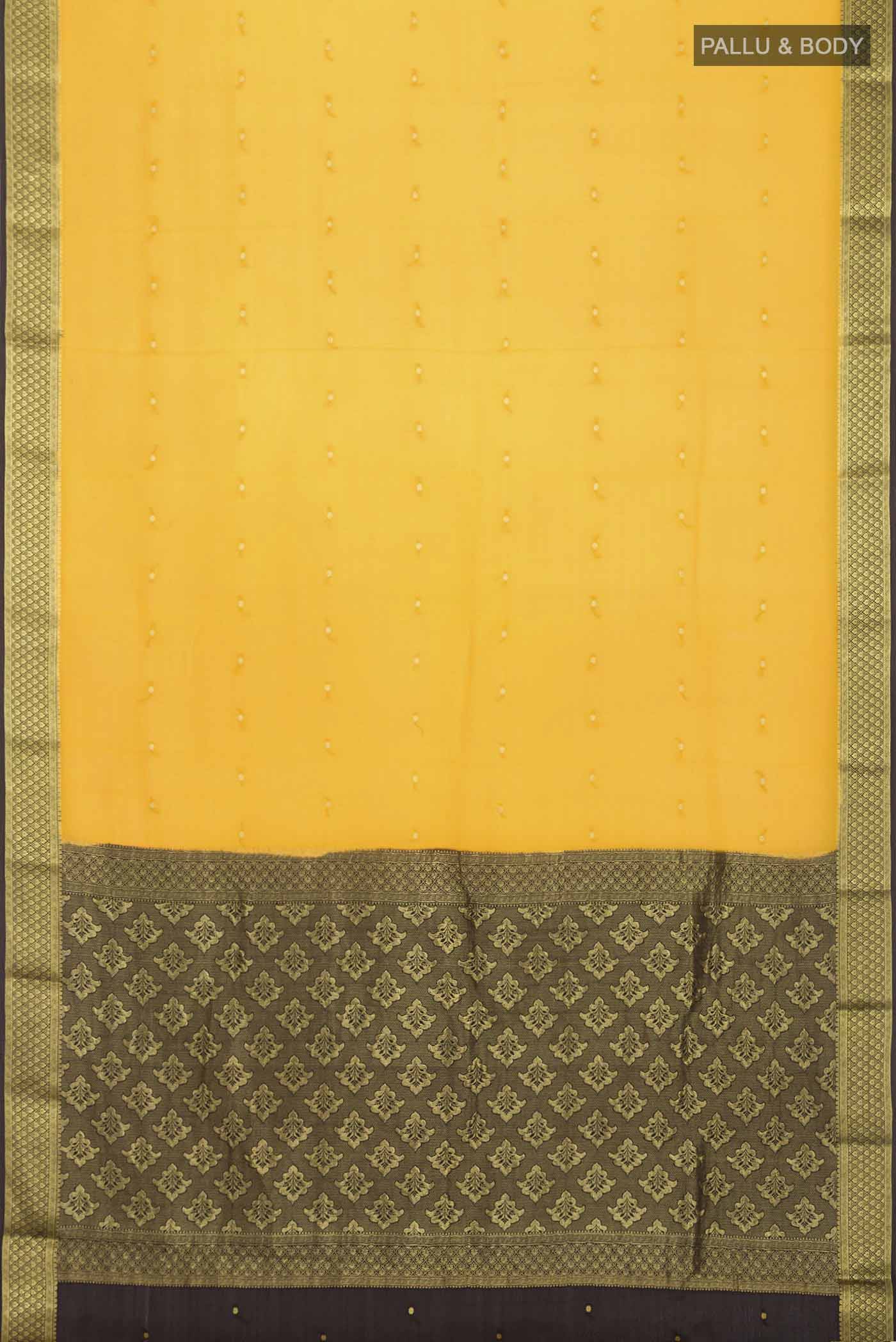Yellow Mysore Crepe Saree - Image 5