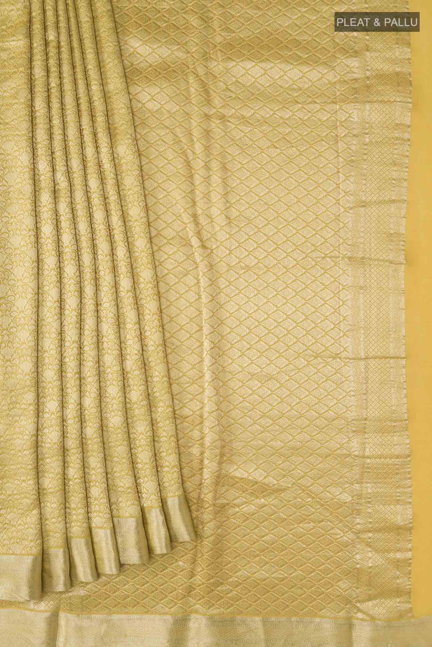 Yellow Mysore Crepe Saree - Image 4