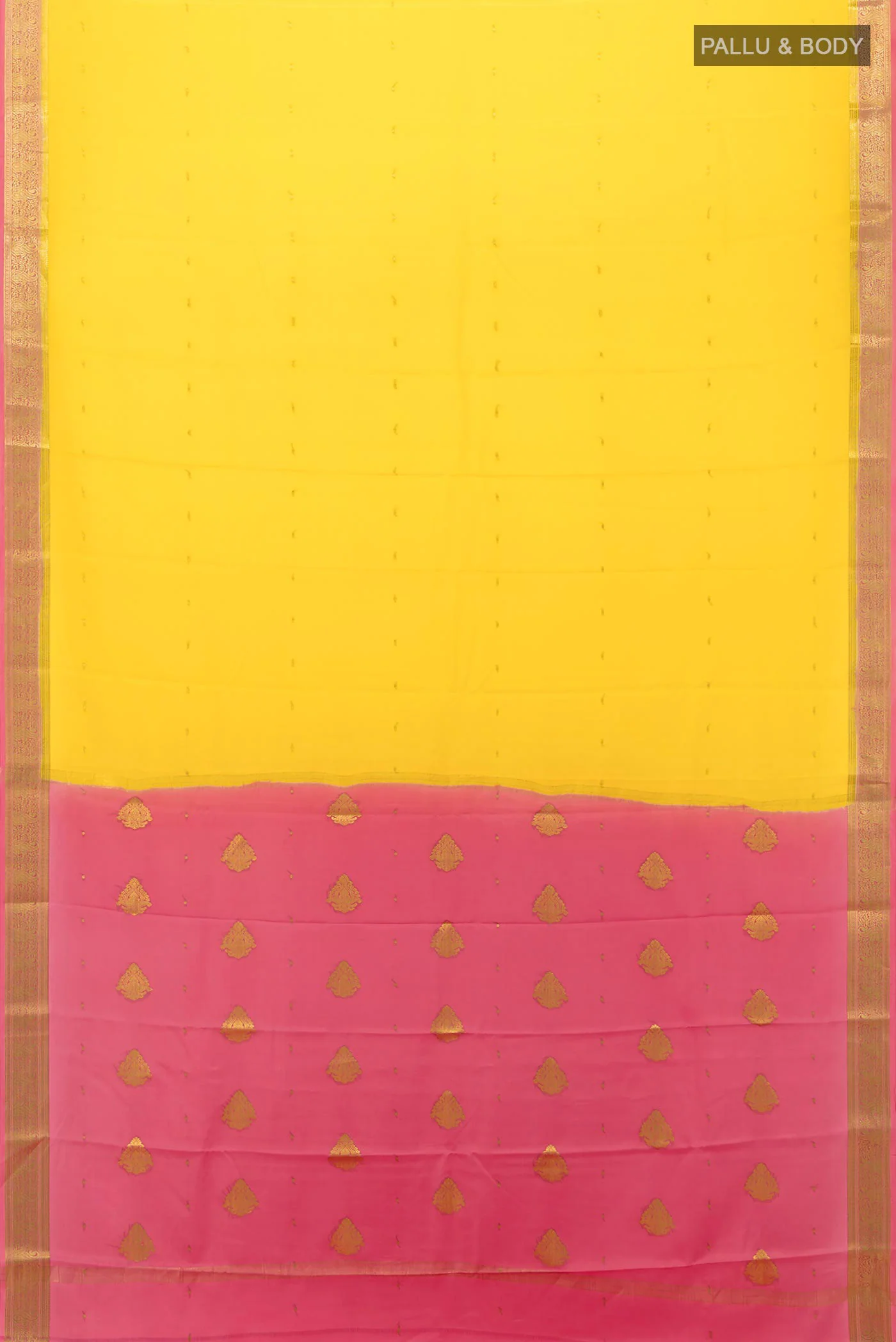 Yellow Mysore Crepe Saree - Image 5