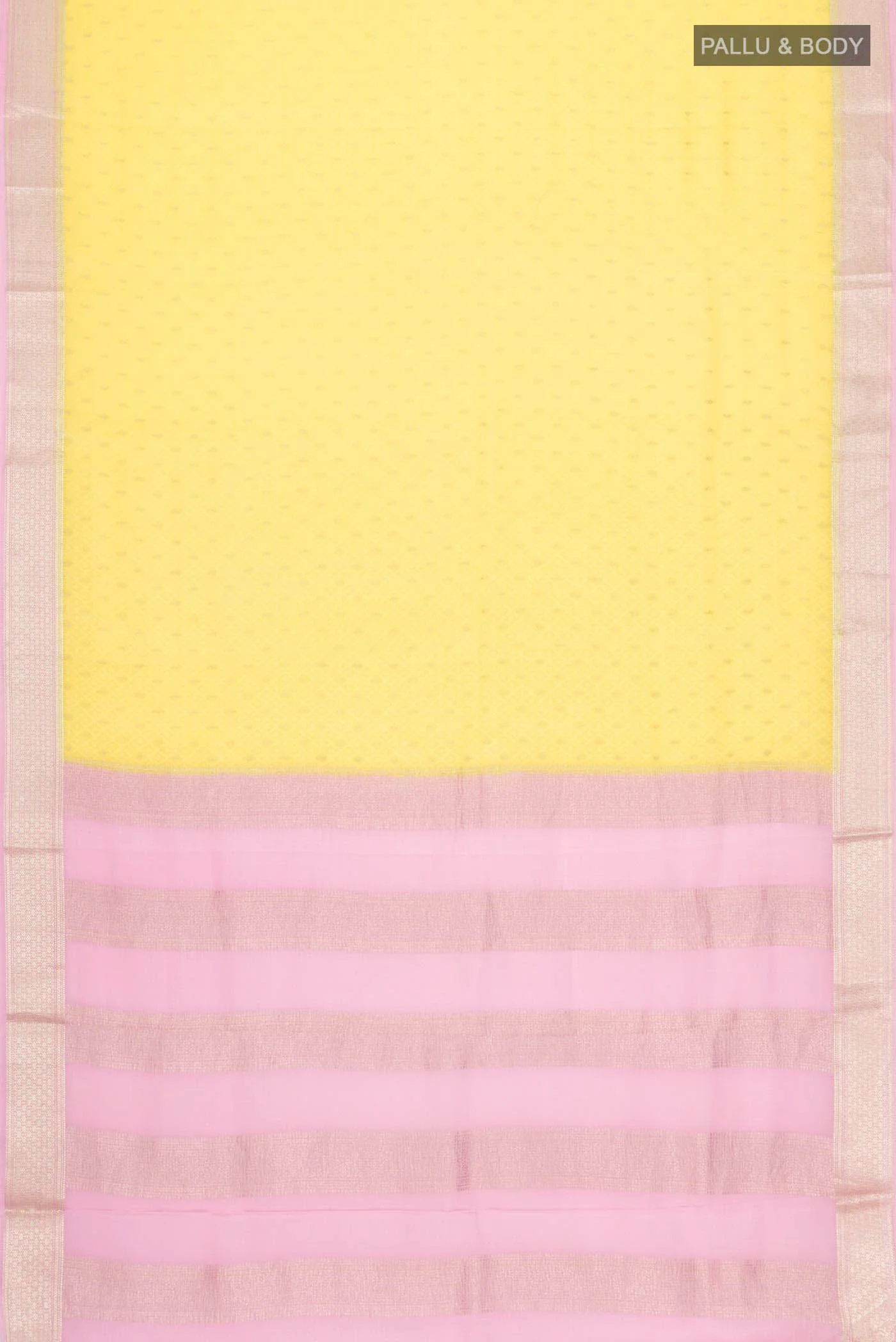 Yellow Mysore Crepe Saree - Image 5