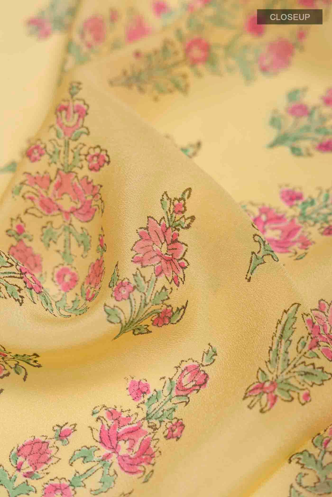 Yellow Mysore Crepe Saree - Image 2