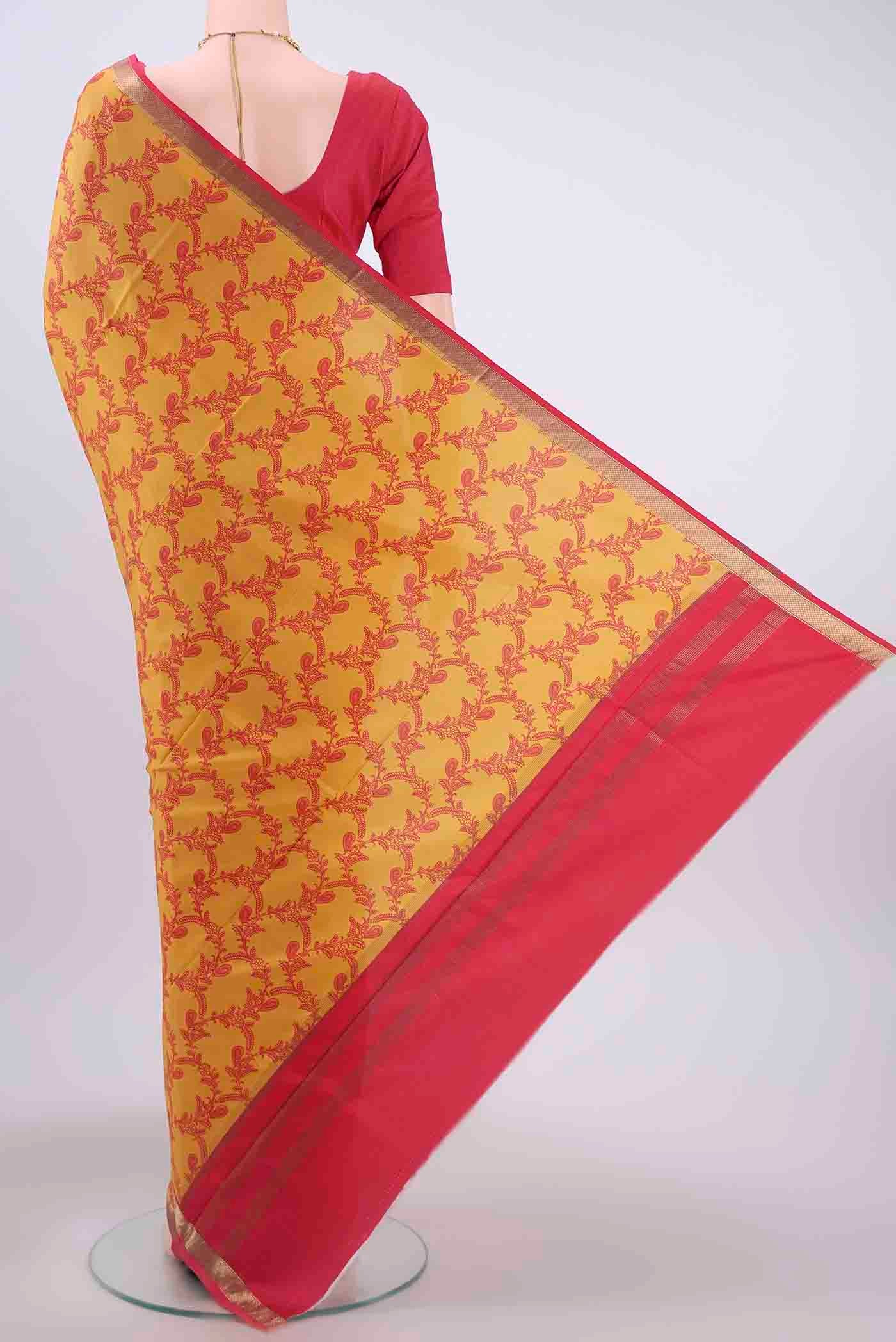 Yellow Mysore Crepe Saree - Image 3