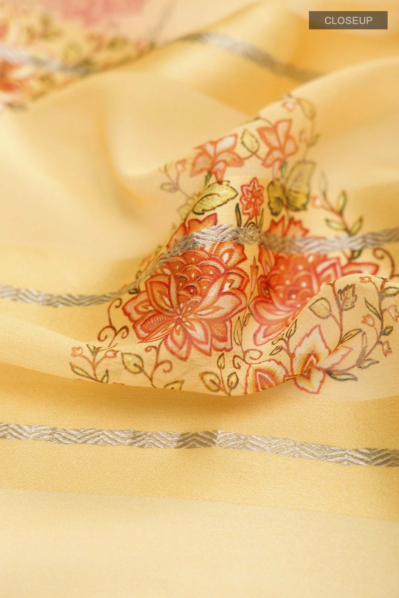 Yellow Mysore Georgette Saree - Image 2