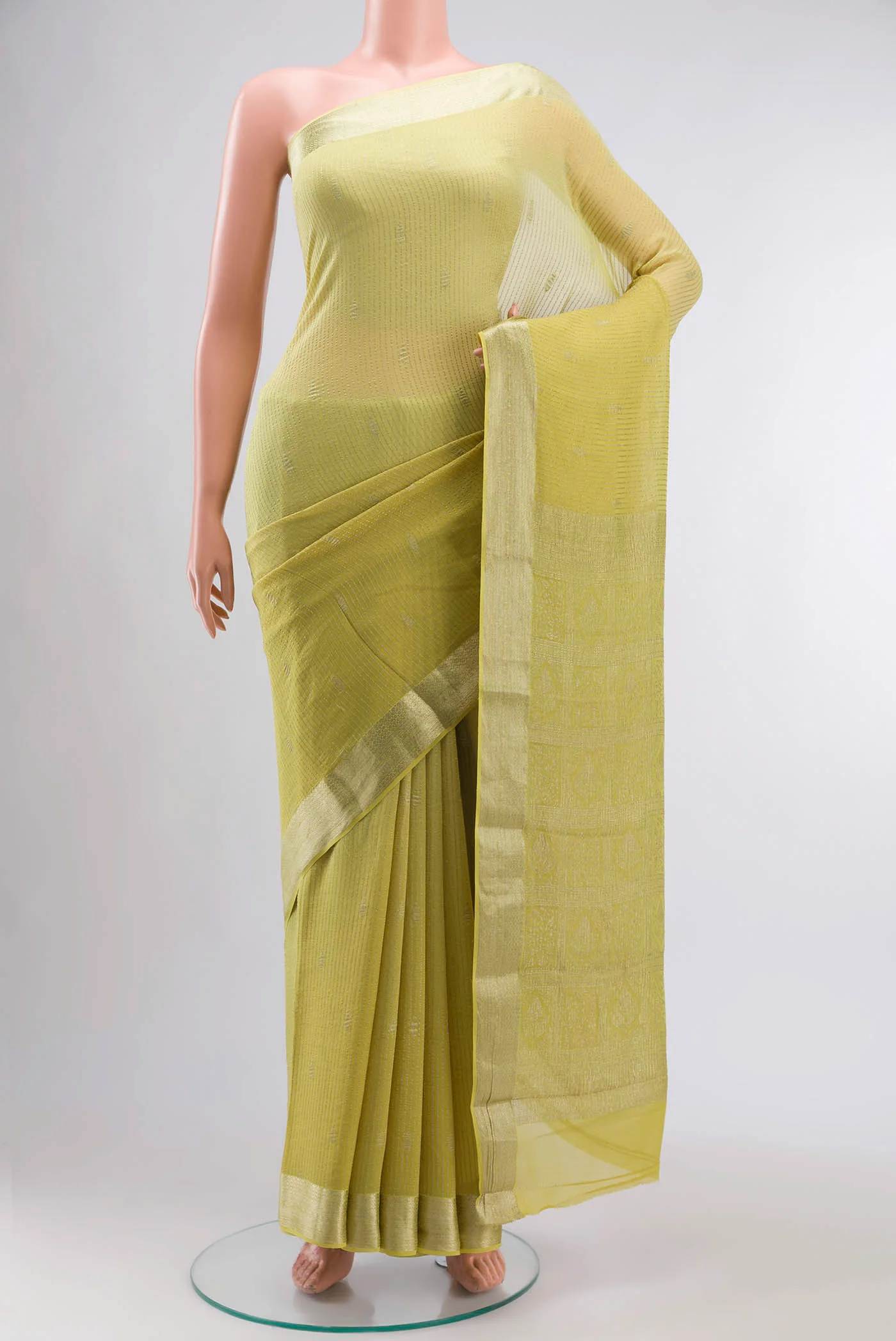Yellow Mysore Georgette Saree