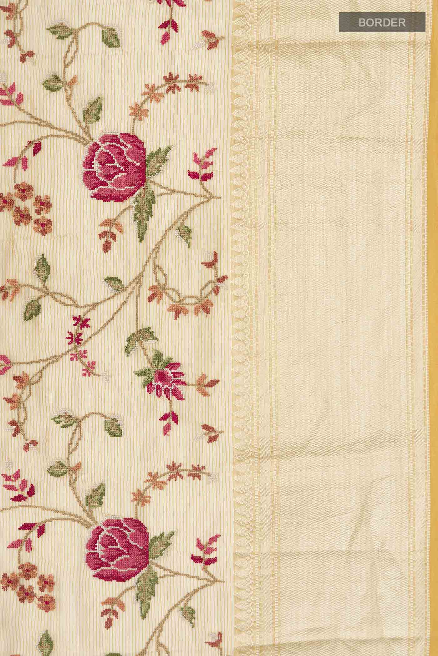 Yellow Organza Silk Saree - Image 3