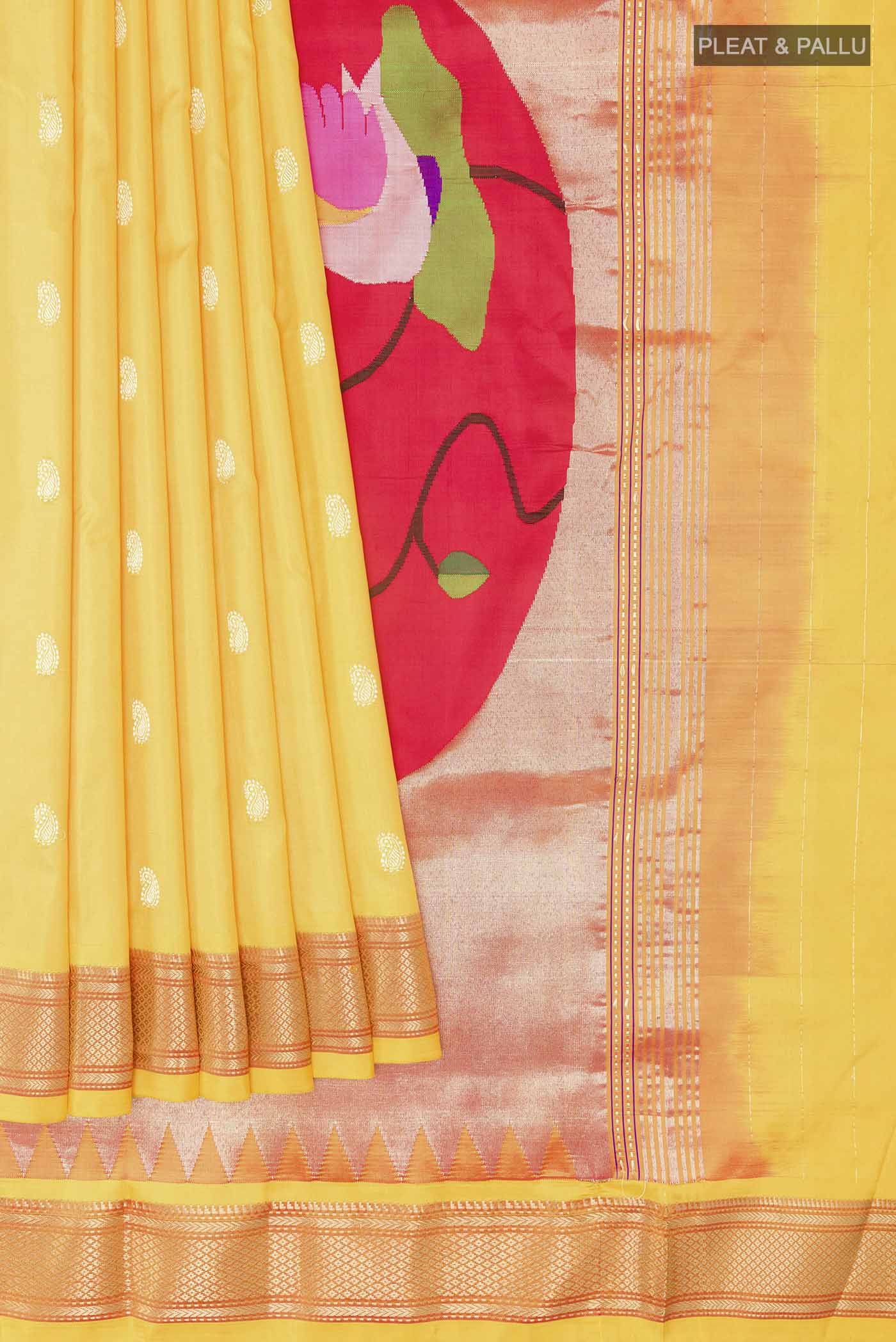 Yellow Paithani Silk Saree - Image 4
