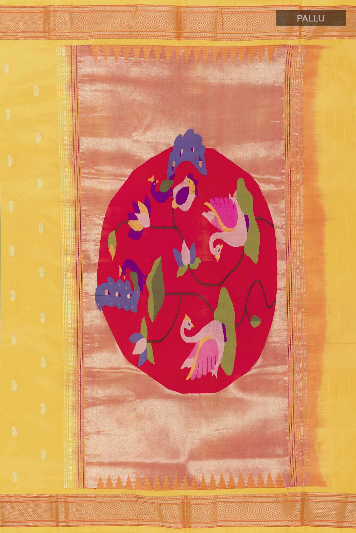 Yellow Paithani Silk Saree - Image 7