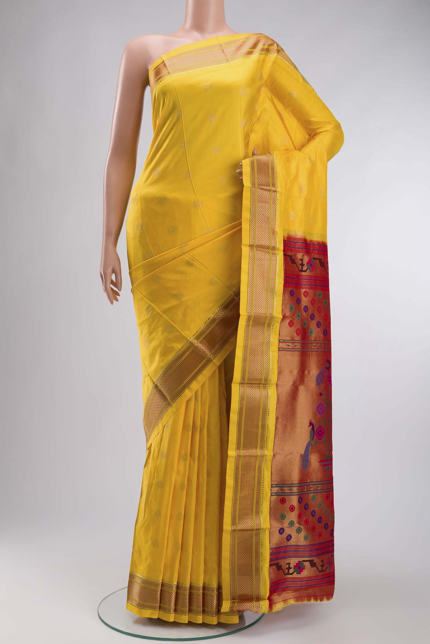 Yellow Paithani Silk Saree