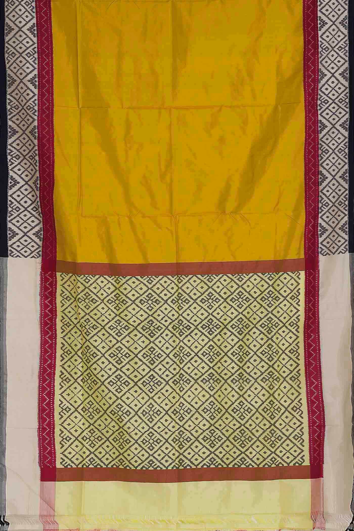 Yellow Pochampally Silk Saree - Image 4