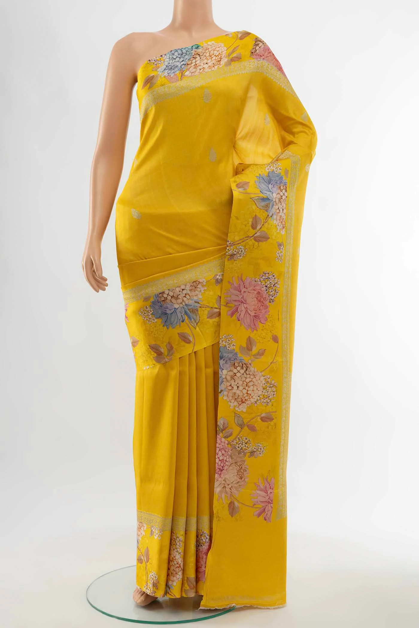 Yellow Bhagalpuri Tussar Silk Saree