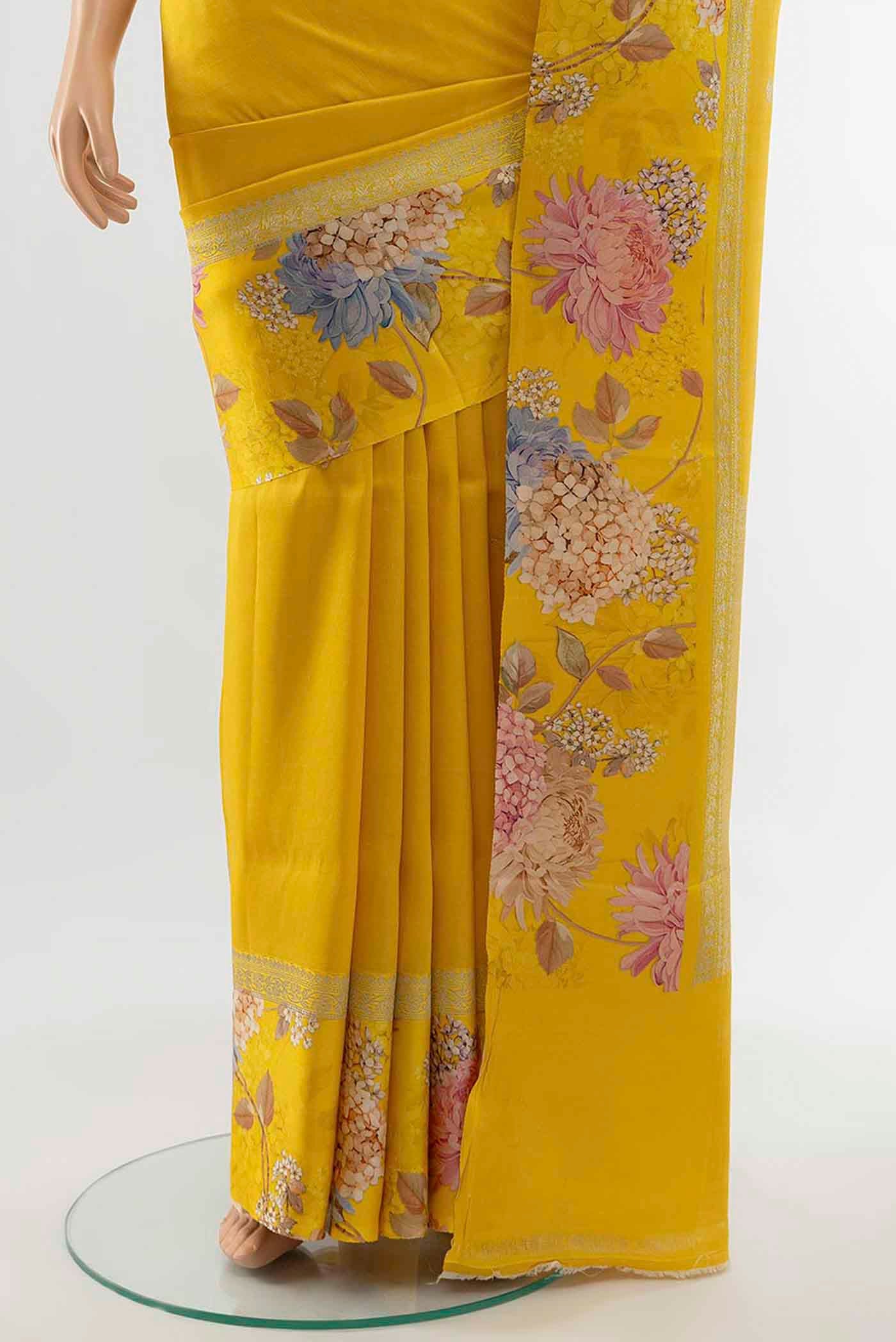 Yellow Bhagalpuri Tussar Silk Saree - Image 3