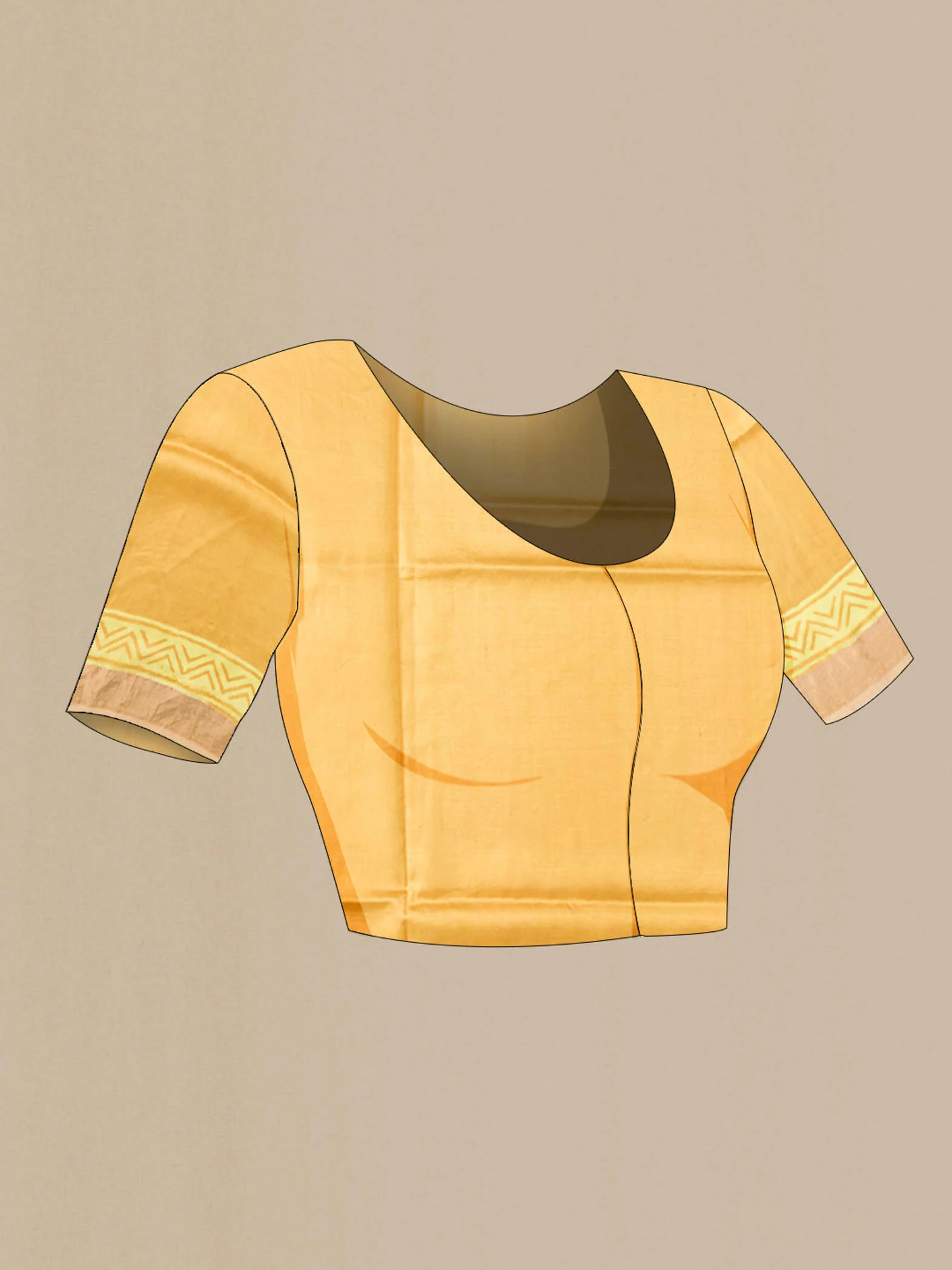 Yellow Printed Silk Saree - Image 4