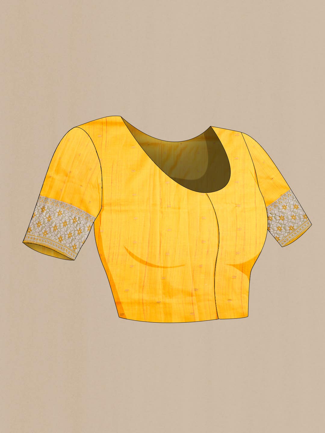 Yellow Printed Silk Saree - Image 6
