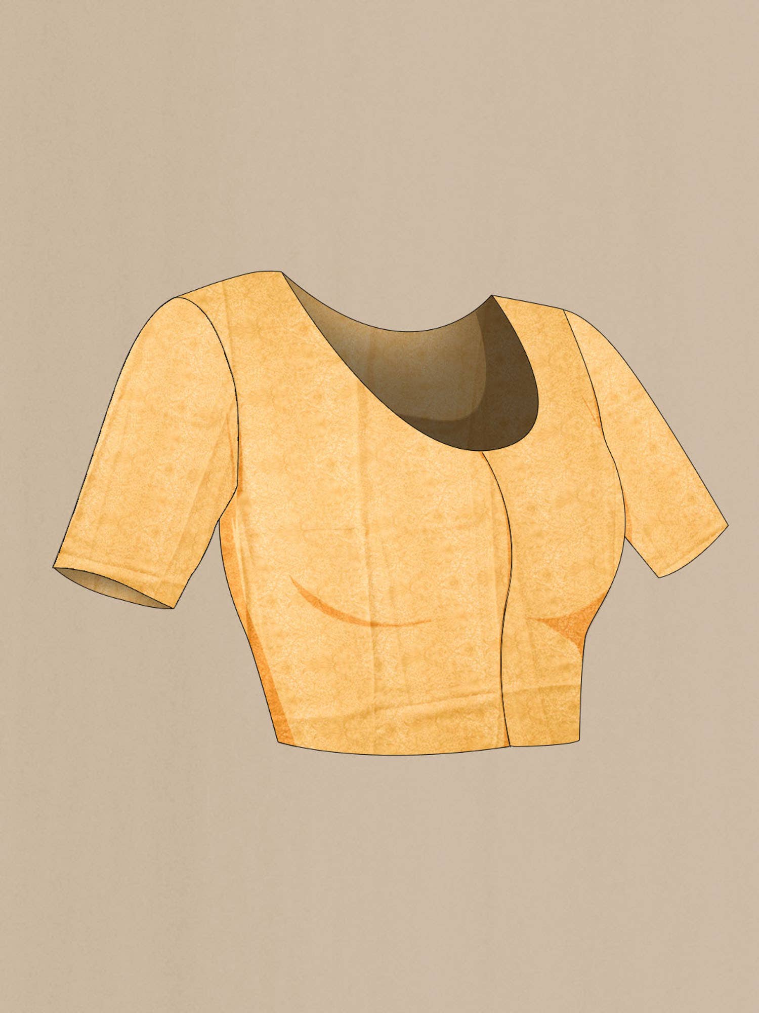 Yellow Printed Silk Saree - Image 5