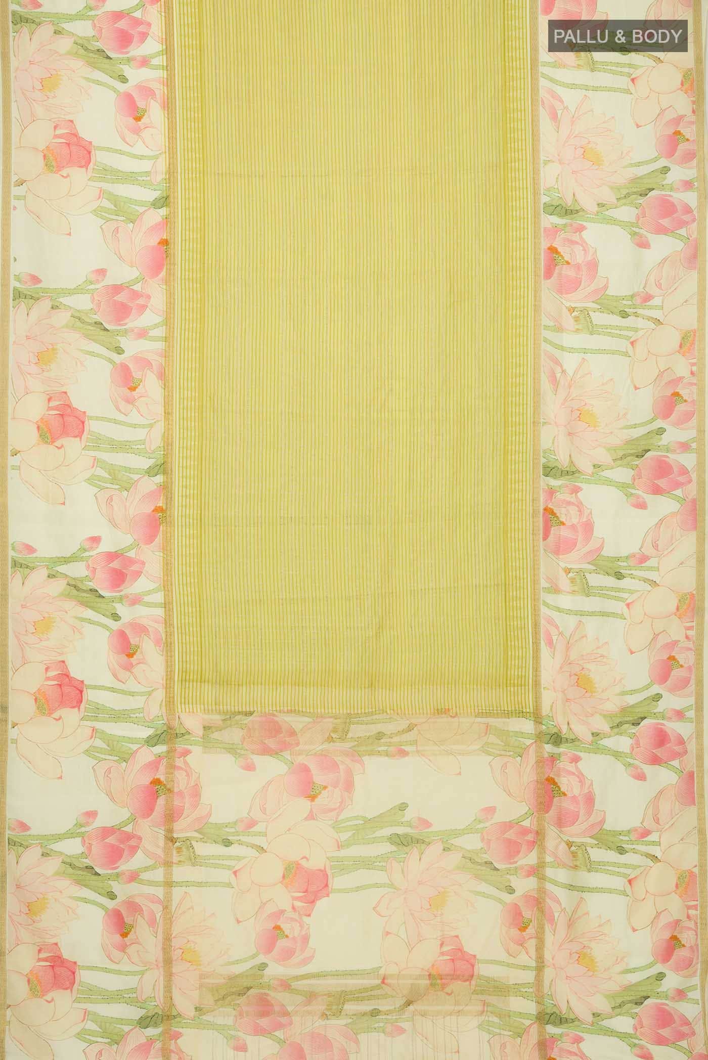 Yellow Printed Silk Saree - Image 3
