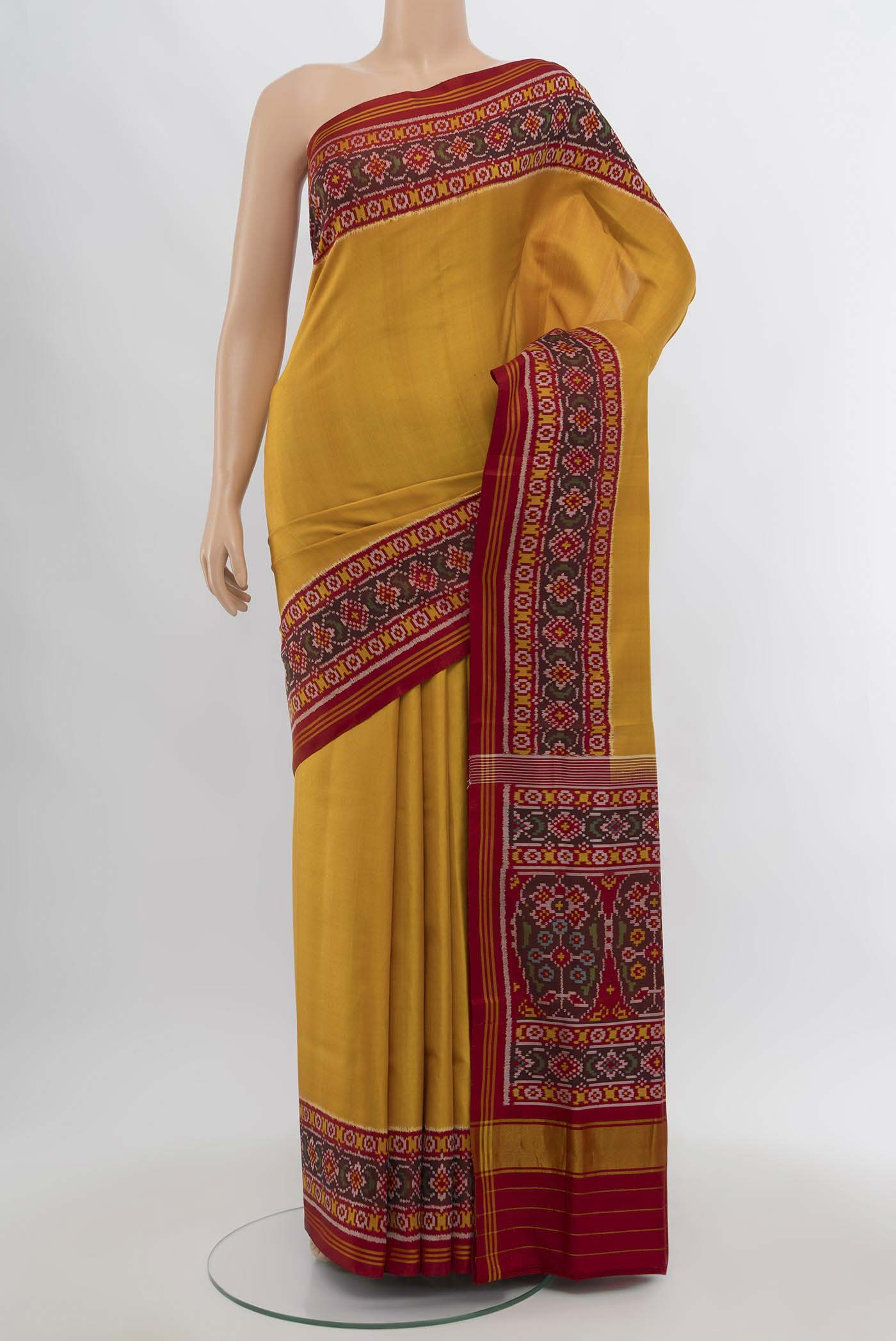 Mustard Rajkot Patola Silk Saree