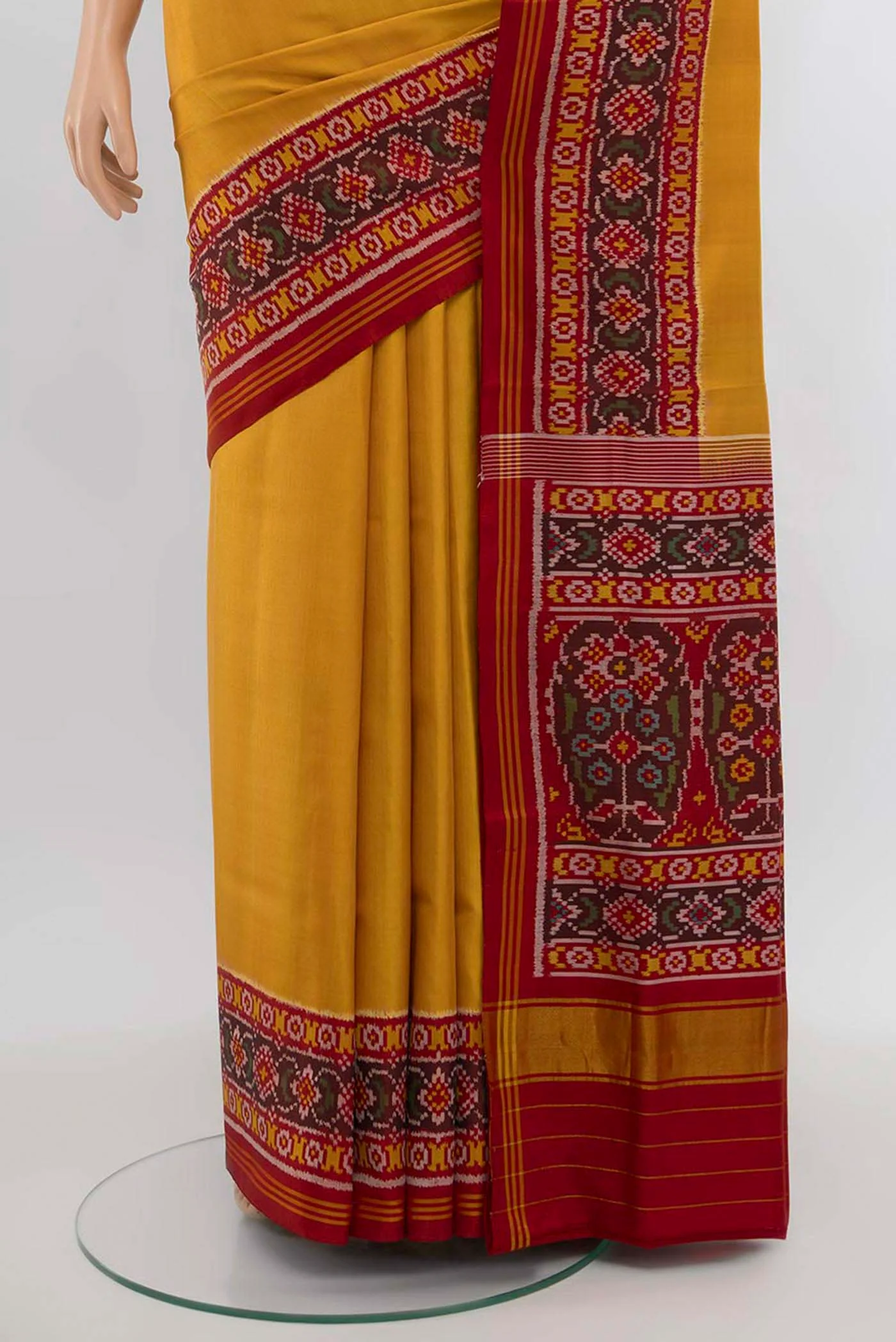 Mustard Rajkot Patola Silk Saree - Image 3