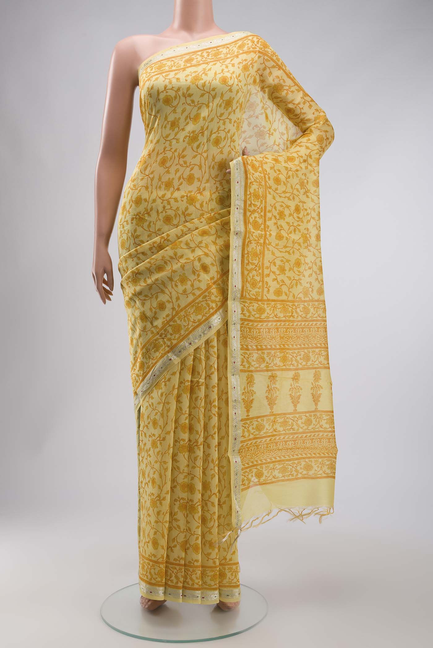 Yellow Silk Cotton Saree