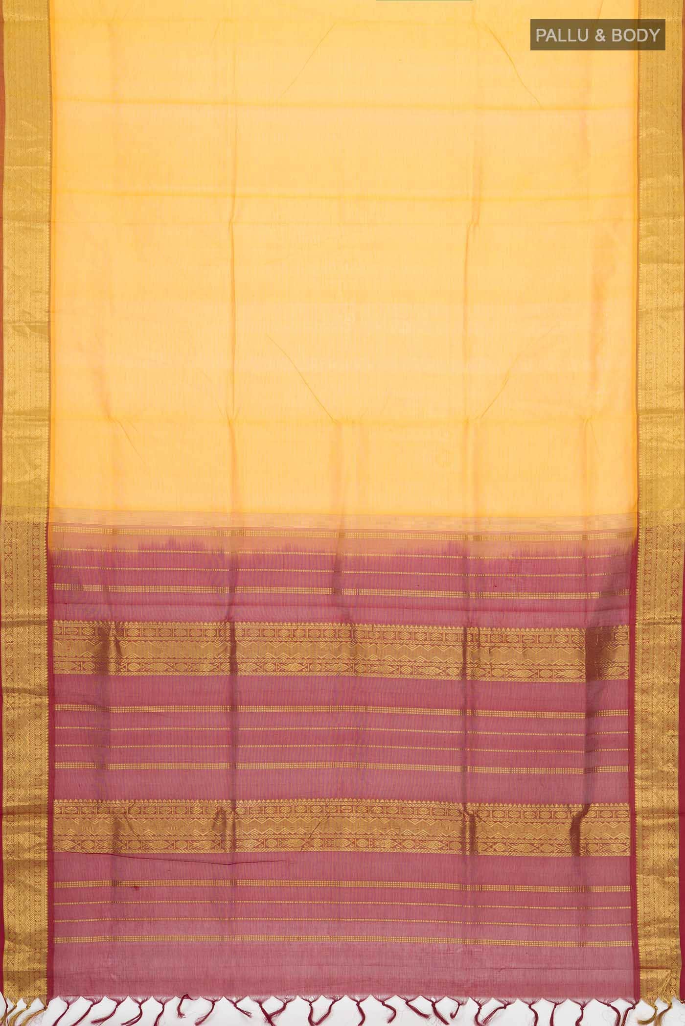 Yellow Silk Cotton Saree - Image 2