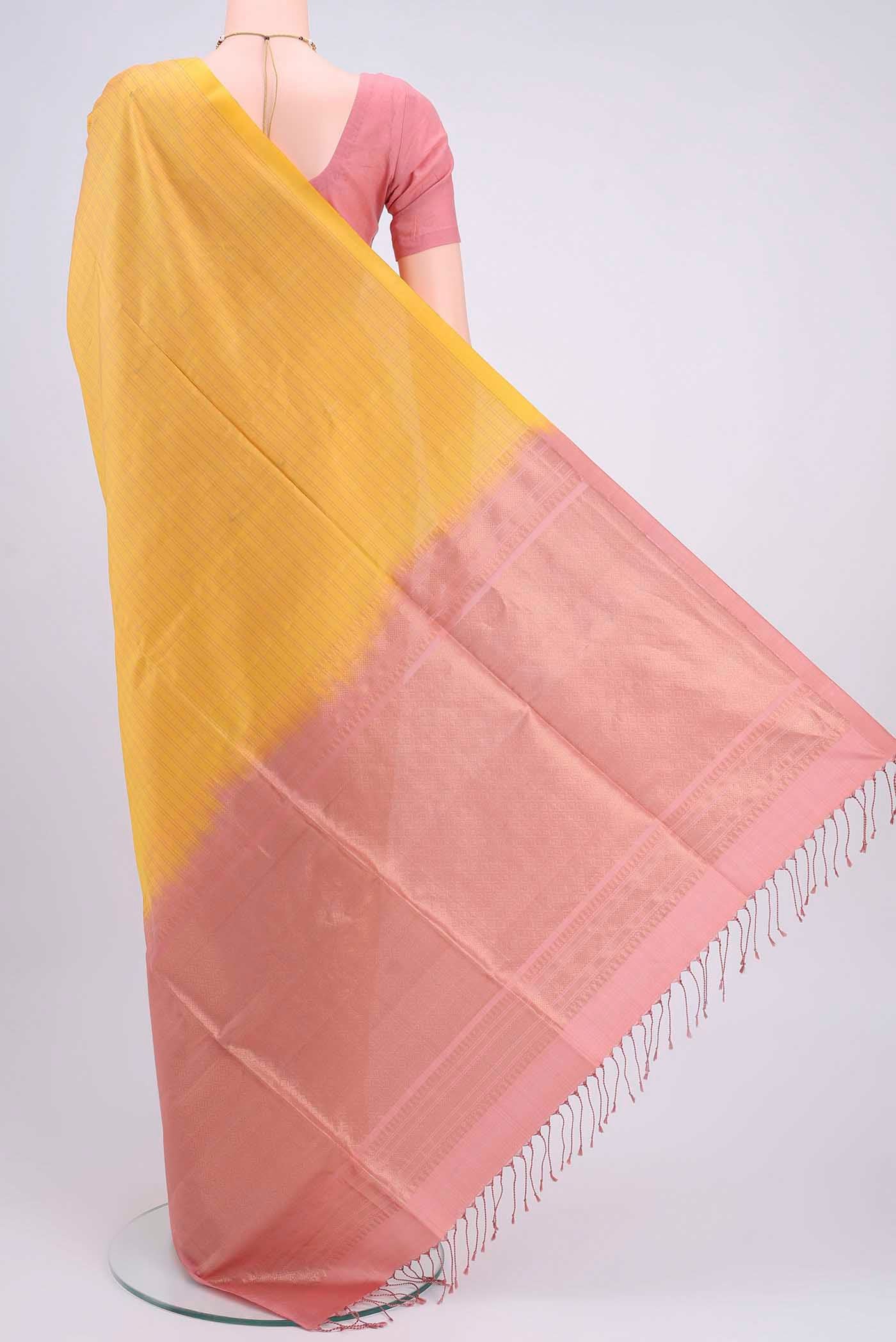 Yellow Soft Silk Saree - Image 3
