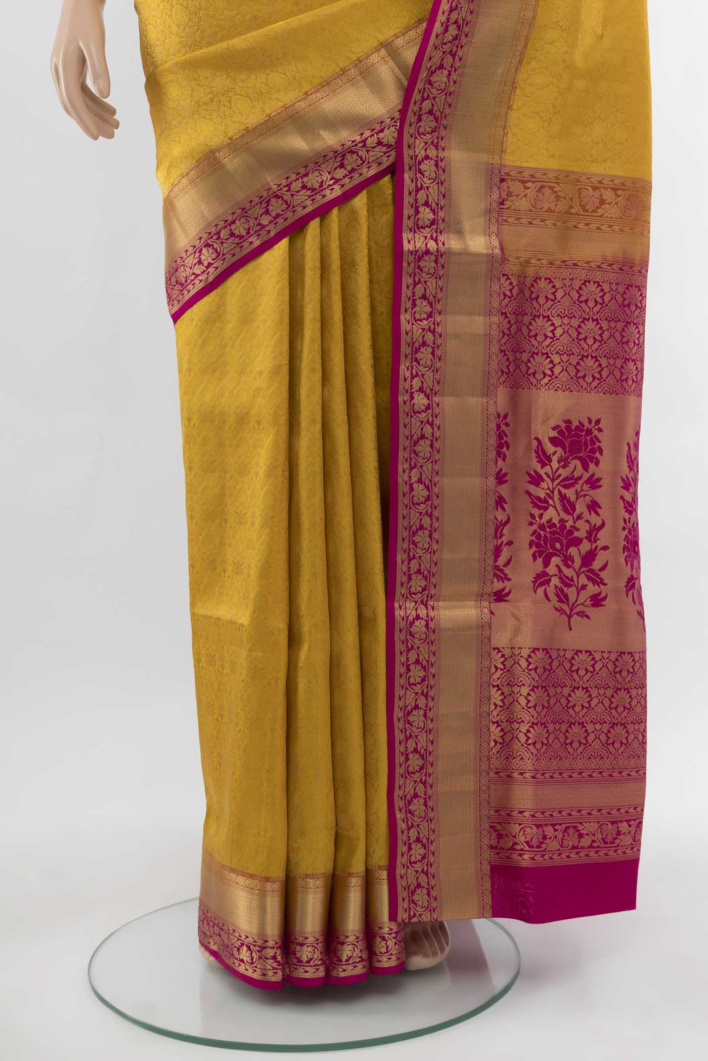 Yellow Soft Silk Saree - Image 3