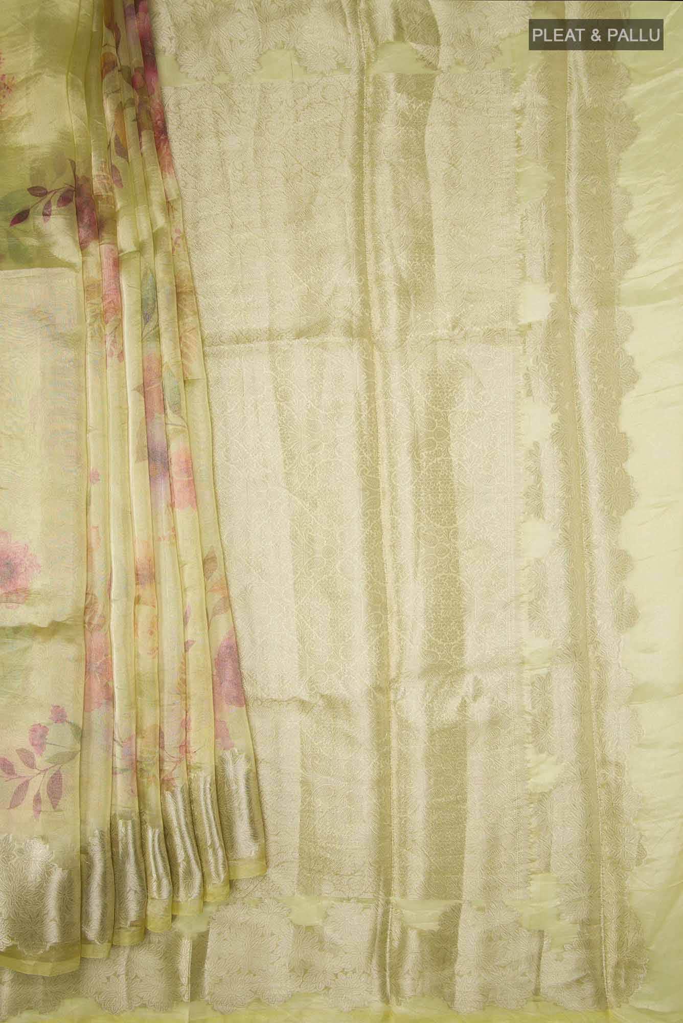Yellow Tissue Silk Saree - Image 2
