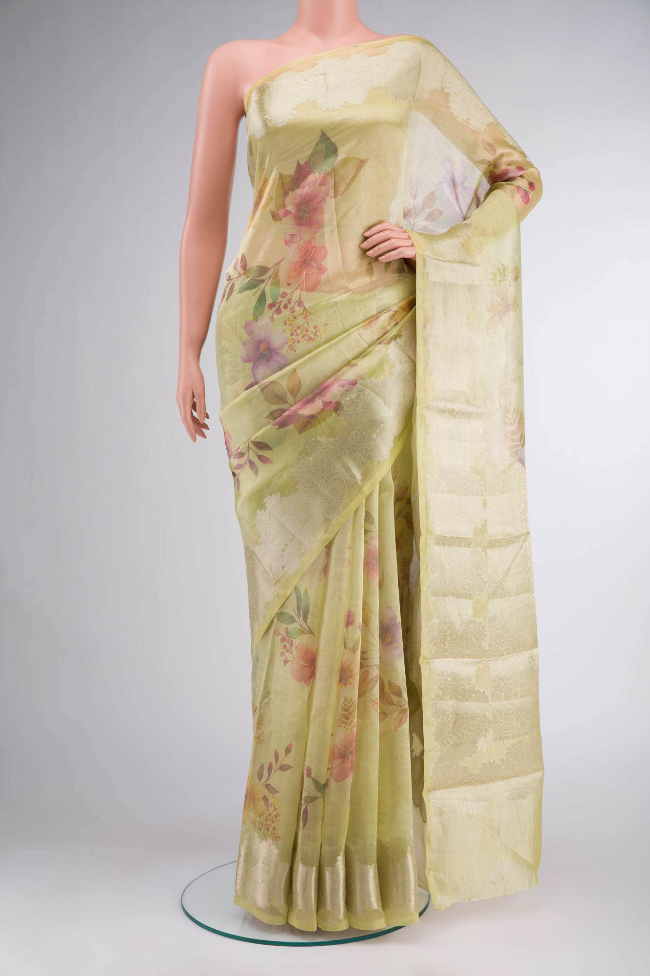 Yellow Tissue Silk Saree - Image 6