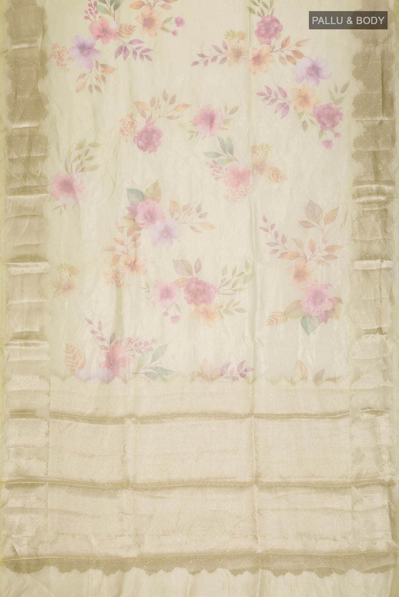 Yellow Tissue Silk Saree - Image 9