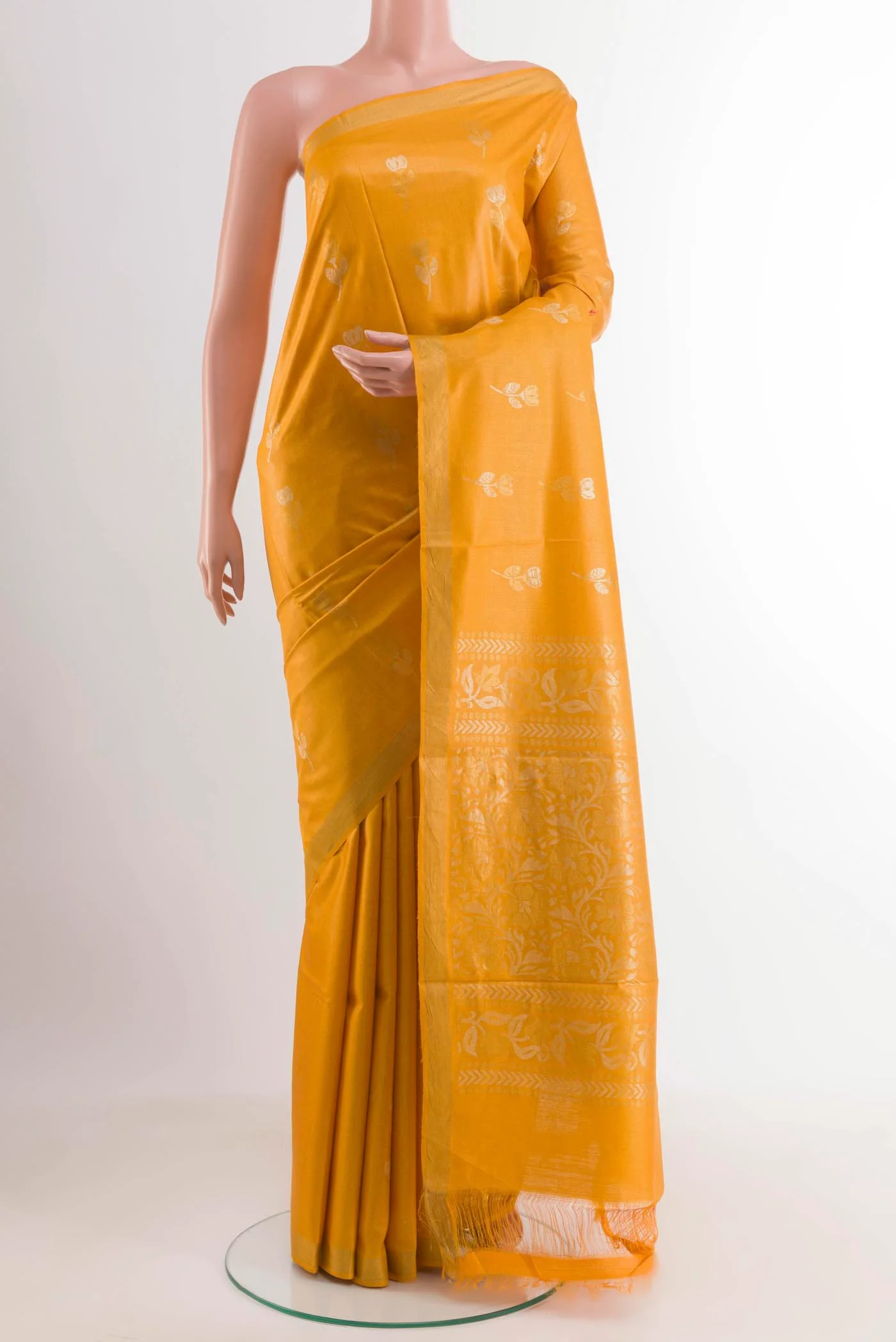 Yellow Tussar Saree