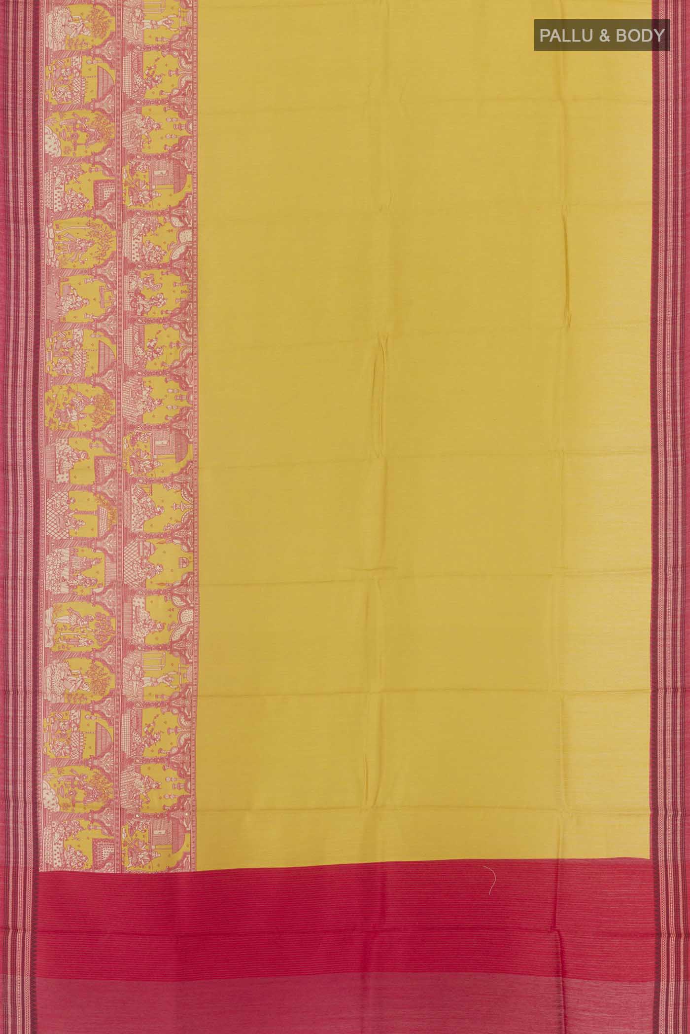 Yellow Tussar Saree - Image 4