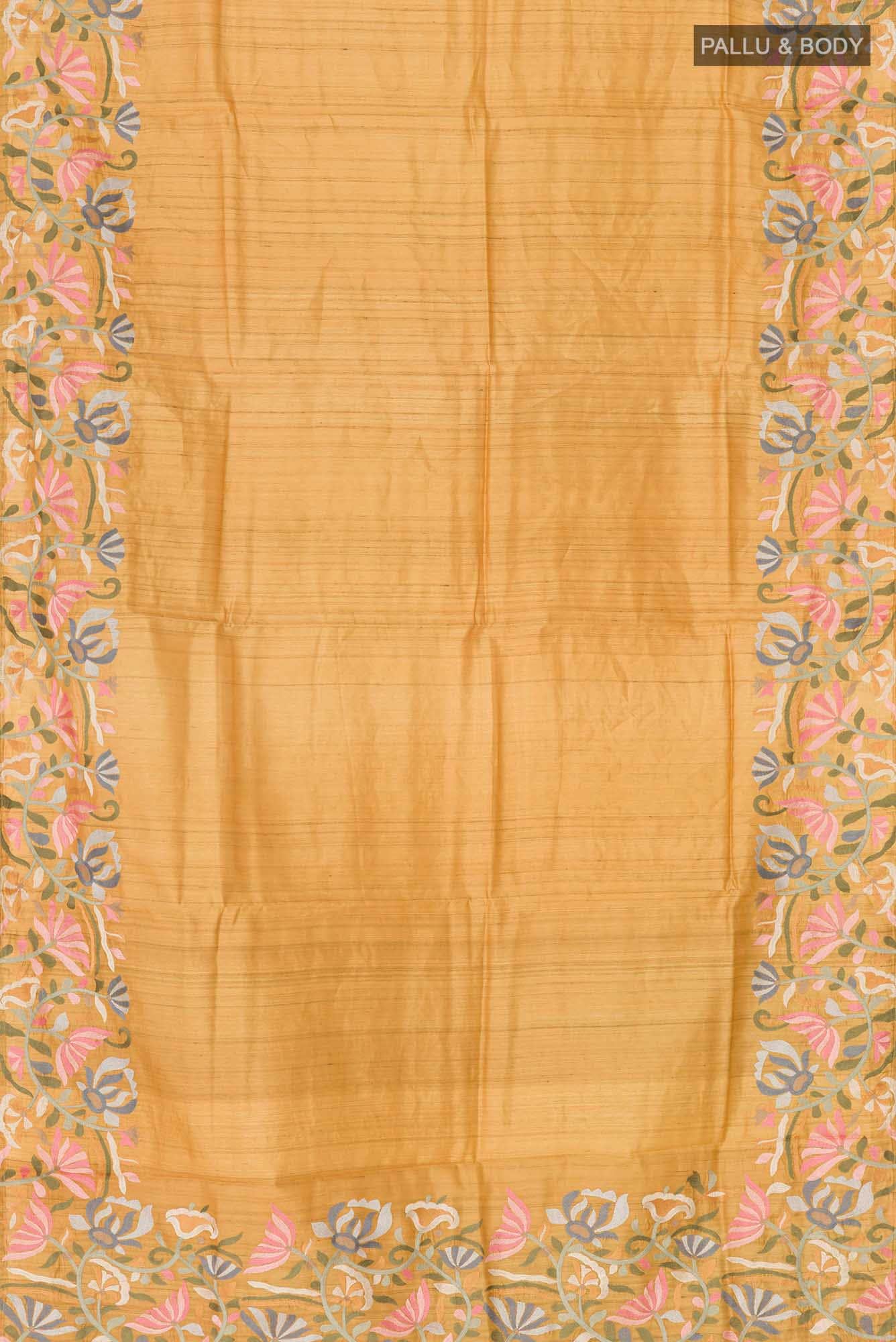 Yellow Tussar Saree - Image 3