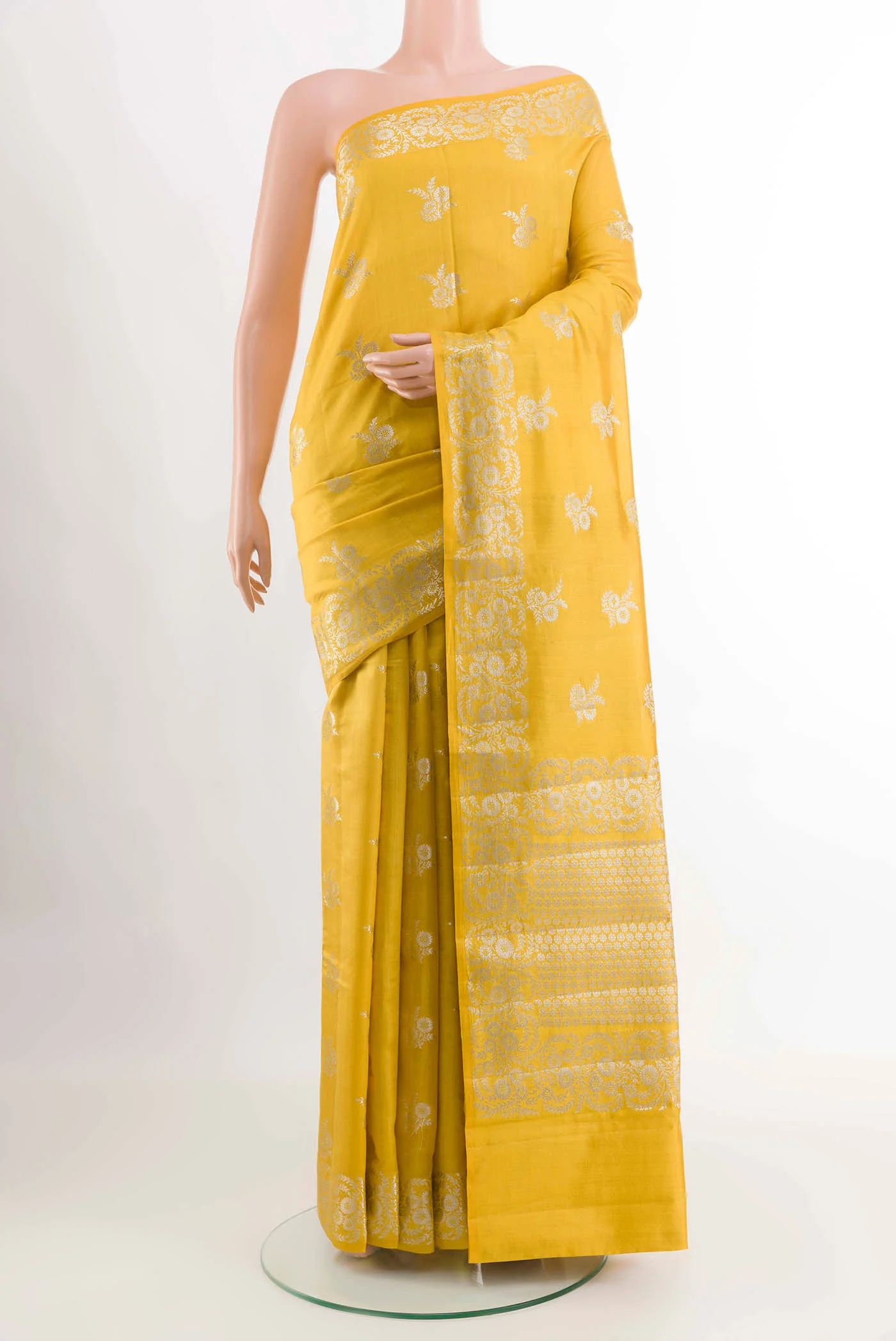 Yellow Tussar Silk Saree