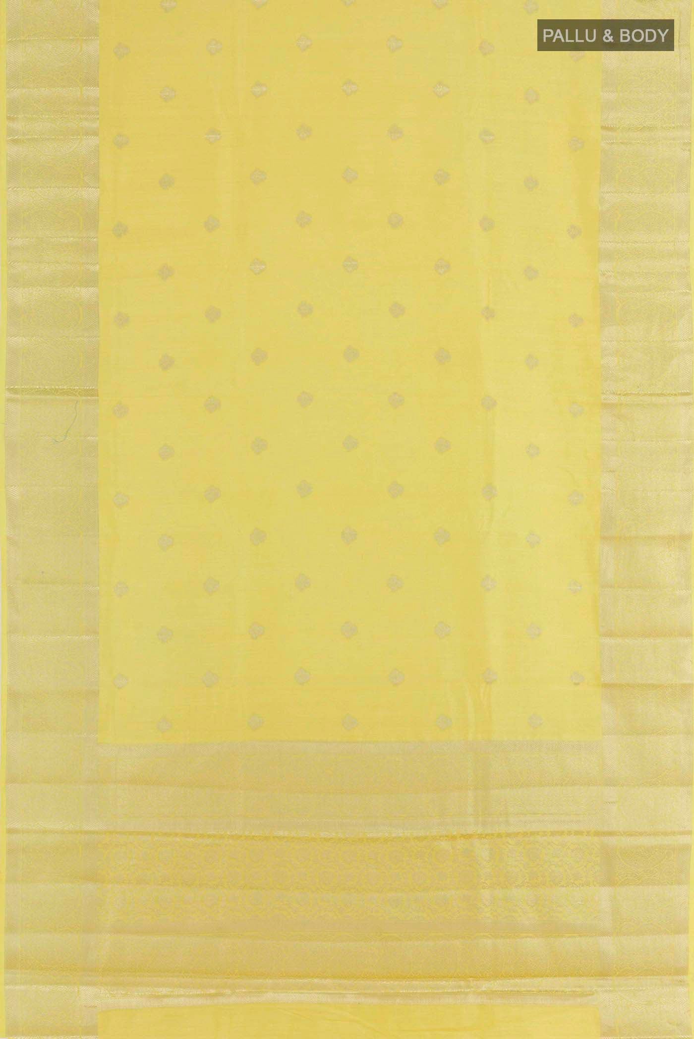 Lemon Yellow Banarasi Raw Silk Saree - Image 3