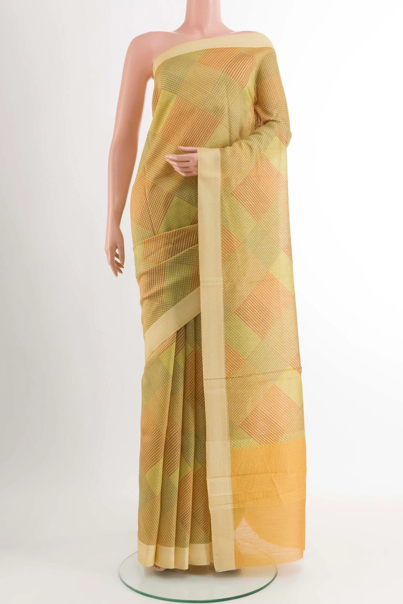 Yellow Tussar Silk Saree