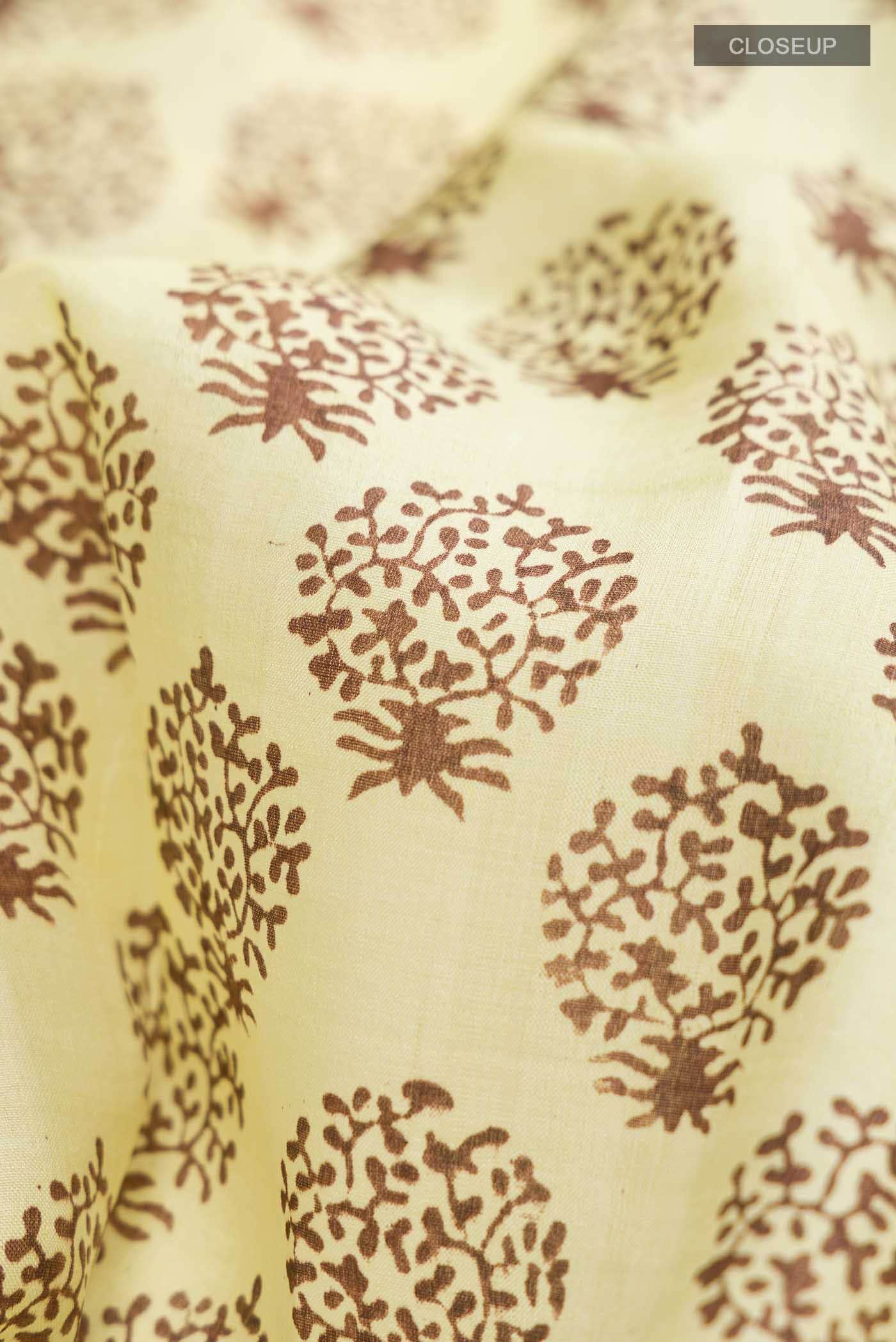 Yellow Tussar Silk Saree - Image 2