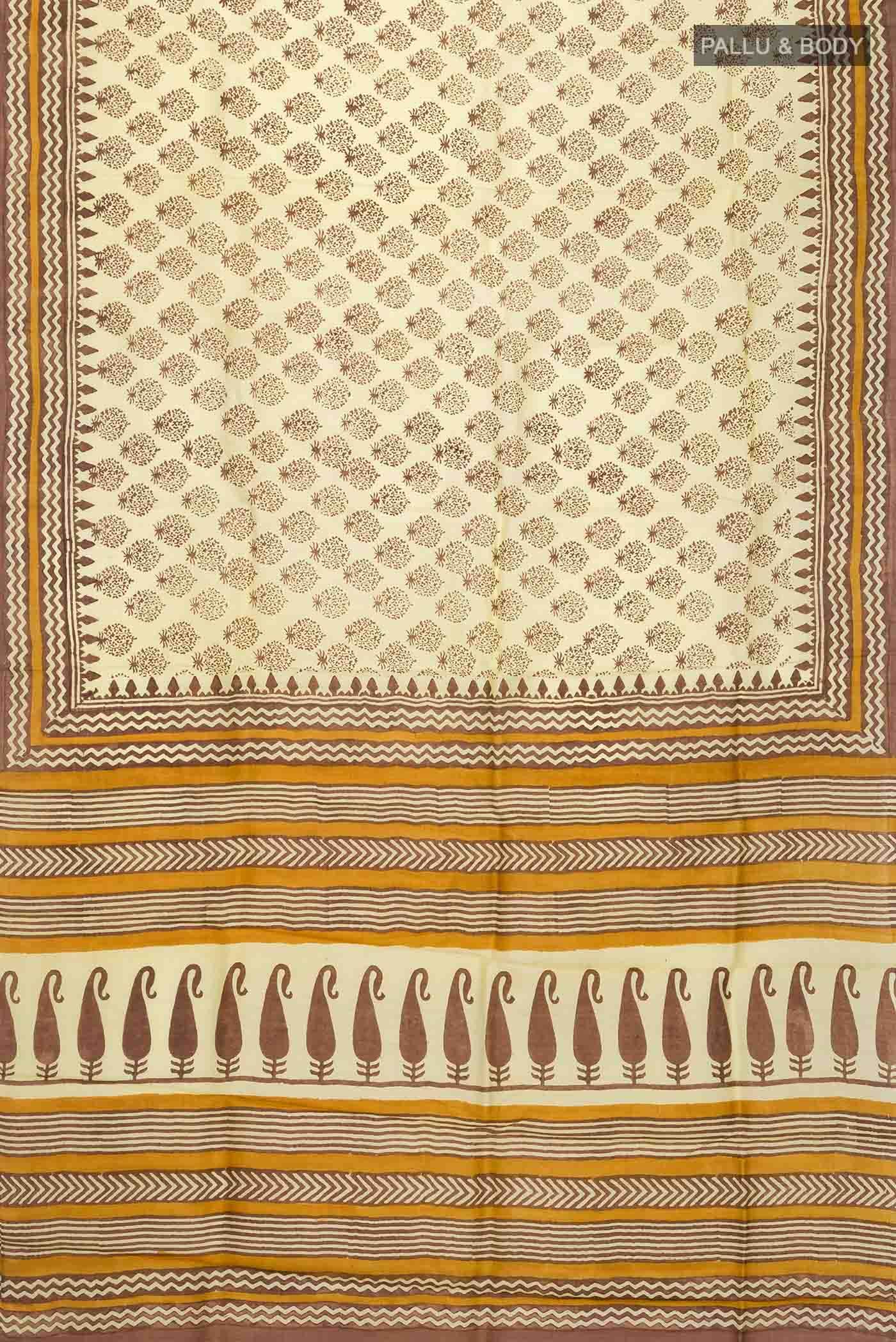 Yellow Tussar Silk Saree - Image 3